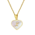 18K gold plated heart necklace with shell inlay and letter X pendant for women - Heart Letter X
