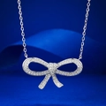 Elegante Halskette mit Schleifenanhänger aus 925 Silber und Diamanten auf blauem Grund - Schleifenform (N298) / 925er Silber