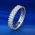 925 sterling zilveren eternity ring met drie rijen pavé diamanten en milgrain rand - US 5 / Witte Zirkonia
