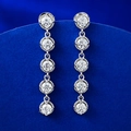 S925 sterling silver drop earrings with five graduated round cubic zirconia stones - White Rhinestone Style (E386) / 925 Silver