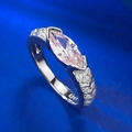 Bague en argent S925 avec diamant rose marquise et accents latéraux brillants - US 5 / Zircone Rose