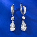 Druppelvormige oorbellen van S925 sterling zilver met sprankelende transparante steen - 925 zilver / Witte Strass