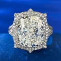 Vintage S925 silver halo ring with cushion cut clear gemstone and pavé diamonds - US 5 / Silver