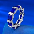 Anello in argento S925 a onde con zaffiri blu reale e micro diamanti incastonati - US 5 / Blu Reale