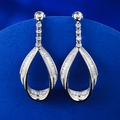 Elegante S925 Silber Tropfenohrringe mit funkelnden Zirkonia Steinen für die Abendgarderobe - Wassertropfen Lange Hängeohrringe / Silber mit weißem Strass