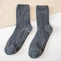 Calcetines de forro polar coral gris oscuro para hombre con suelas antideslizantes - Talla única / Gris oscuro