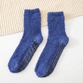 Calcetines térmicos de forro polar azul marino con puntos antideslizantes en la suela - Talla única / Azul Marino