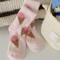 Cozy pink coral fleece mid-calf socks featuring a sweet ice cream pattern for winter - One Size / Ice Cream