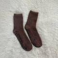 Brown coral fleece floor socks with non-slip silicone grips on the bottom sole - One Size / Coffee