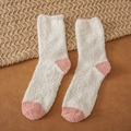 Calze in pile corallo bianco sporco e rosa con calda consistenza morbida - Taglia unica / Bianco Sporco Rosa Blocco