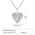Detail showing dimensions and material specs of silver stainless steel heart locket necklace - Silver Pendant With 50cm Chain