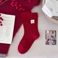 Festive red combed cotton socks with a cute rocking horse patch and ruffled cuffs - Horse Patch