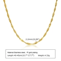 Detail of 2.2mm gold-plated stainless steel twisted wave chain with size specifications - Gold