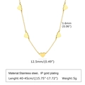 Détails et dimensions du collier cœur en acier inoxydable doré, longueur de 40-45 cm - Style Cœur Plein Simple (NC-1377G)