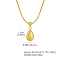 Detailed size chart for 18K gold teardrop pendant necklace with dimensions and chain length - Necklace