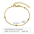 Vue détaillée du bracelet chaîne serpent doré avec perles de 4mm et dimensions - Bracelet Chaîne Serpent à Perles (BR-1320G)