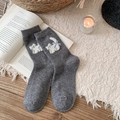 Calze spesse in lana grigio scuro con motivo a gatto, calde calze in maglia invernali - Taglia unica / grigio scuro