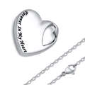Collana a cuore per ceneri in acciaio con incisione Forever In My Heart argento - Ciondolo E Catena / Colore acciaio