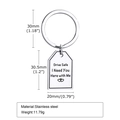 Dimensiones detalladas del llavero de acero inoxidable con cita grabada con láser - Estilo Rectángulo Drive Safe (KR-126S)