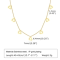 Gedetailleerde maten van de gouden hartjesketting in IP-verguld roestvrij staal - Hol Hart Stijl (NC-1352G)