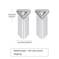 Orecchini a triangolo in argento con nappe e pietre AAA zircone in rame di qualità - Color Acciaio