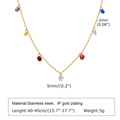 Detailed specs of gold stainless steel necklace with multi-color zircon stones - 18K Gold (NC-1365GH)