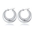 Boucles d'oreilles créoles gouttes d'eau argentées polies avec finition brillante - 25mm / Acier