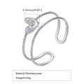 Detailed view of the 5.5mm heart element on the adjustable stainless steel ring - Steel