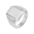 Anillo de sello cuadrado en acero inoxidable plateado con ranuras laterales - US 10 / Color acero