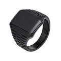 Anillo de sello para hombre en acero inoxidable negro mate con cara cuadrada - US 7 / Negro