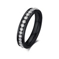 Anello in acciaio inossidabile oro rosa con eleganti cristalli a binario per donna - Taglia 6 / Stile Mezza Eternità / Nero