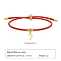 Détail du bracelet en corde rouge avec pendentif dauphin et chaîne réglable en acier inoxydable - Style cordon rouge dauphin (1505款)