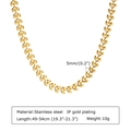 Détail du collier à maillons de blé de 5mm en acier inoxydable doré, longueur réglable - Collier Or