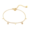 Cavigliera elegante in acciaio dorato con pendenti a goccia e zirconi brillanti - Bracciale a Goccia d'Acqua / Oro