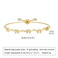 Detail of adjustable gold leaf bracelet in brass with AAA cubic zirconia dimensions - Leaf Style (042 Style)