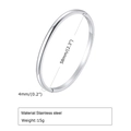 Bracciale rigido aperto in acciaio inossidabile lucido diametro 58mm larghezza 4mm - Argento