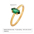 Detail view of 8mm marquise-cut green cubic zirconia set in gold-plated stainless steel - Marquise Green Zircon (RC-629)