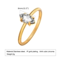 Macro detail of marquise-cut green cubic zirconia ring with gold-plated stainless steel specs - US Size 8 / Marquise White Zircon (RC-629)