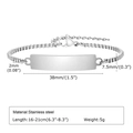 Minimalist silver stainless steel box chain ID bracelet with engravable metal plate - 16-21cm / Plain Plate (BR-1540) / Steel