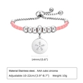 Adjustable stainless steel bracelet with pink leather, star pendant and cubic zirconia - Silver