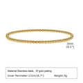 Golden 3mm stainless steel bead bracelet with vacuum IP gold plating for women - 3mm Bead (Length 17cm)