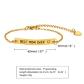Bracciale a catena in acciaio inossidabile dorato con barra curva BEST MOM EVER - Oro