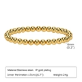 Goldenes Perlenarmband aus Edelstahl mit 6 mm spiegelpolierten Rundperlen - 6mm Perle (Länge 17cm)