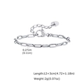 Flat oval link chain bracelet measurement showing width 0.27cm and 12+3cm total length - BR-1515S-12 Silver Short Style (BR-1515S-12) / 12+3cm