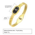 Damen goldene IP-beschichtete Edelstahluhr mit römischen Ziffern und ovalem Zifferblatt - Gold Römische Zahlen Ovales Zifferblatt Design (B-484)