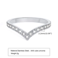 Detailed macro view showing the 2.2mm width and AAA cubic zirconia on the gold V-ring - US 6 / Silver Tone (Pavé)