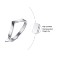 Detail of 3mm high polished stainless steel V-shape ring with size and weight specs - US 6 / Steel Color (Smooth)