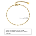 Detail of 2.2mm IP gold plated stainless steel anklet with lobster clasp and heart charm - Water Wave Flat Twisted Style (JC-133)