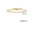 Golden stainless steel paperclip chain bracelet for women with 3mm width and 2g weight - BR-1515G Gold Bracelet (BR-1515G) / 16+5cm