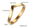 Polished gold IP plated stainless steel V-shaped ring with zircon for women - US 6 / Gold (Polished)